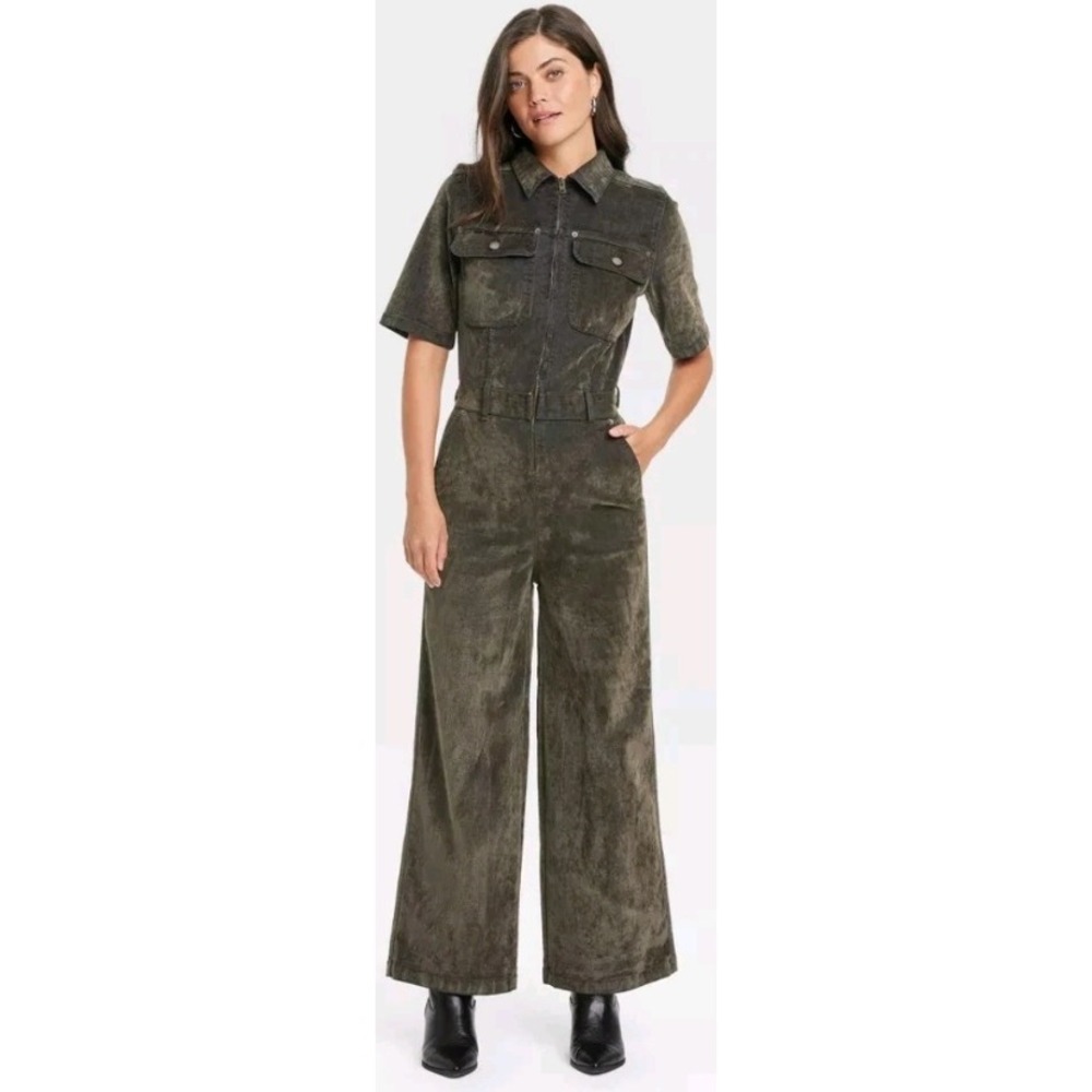 Universal Thread Gray Short Sleeve Wide Leg Jumpsuit Juniors Size 17 NWT
